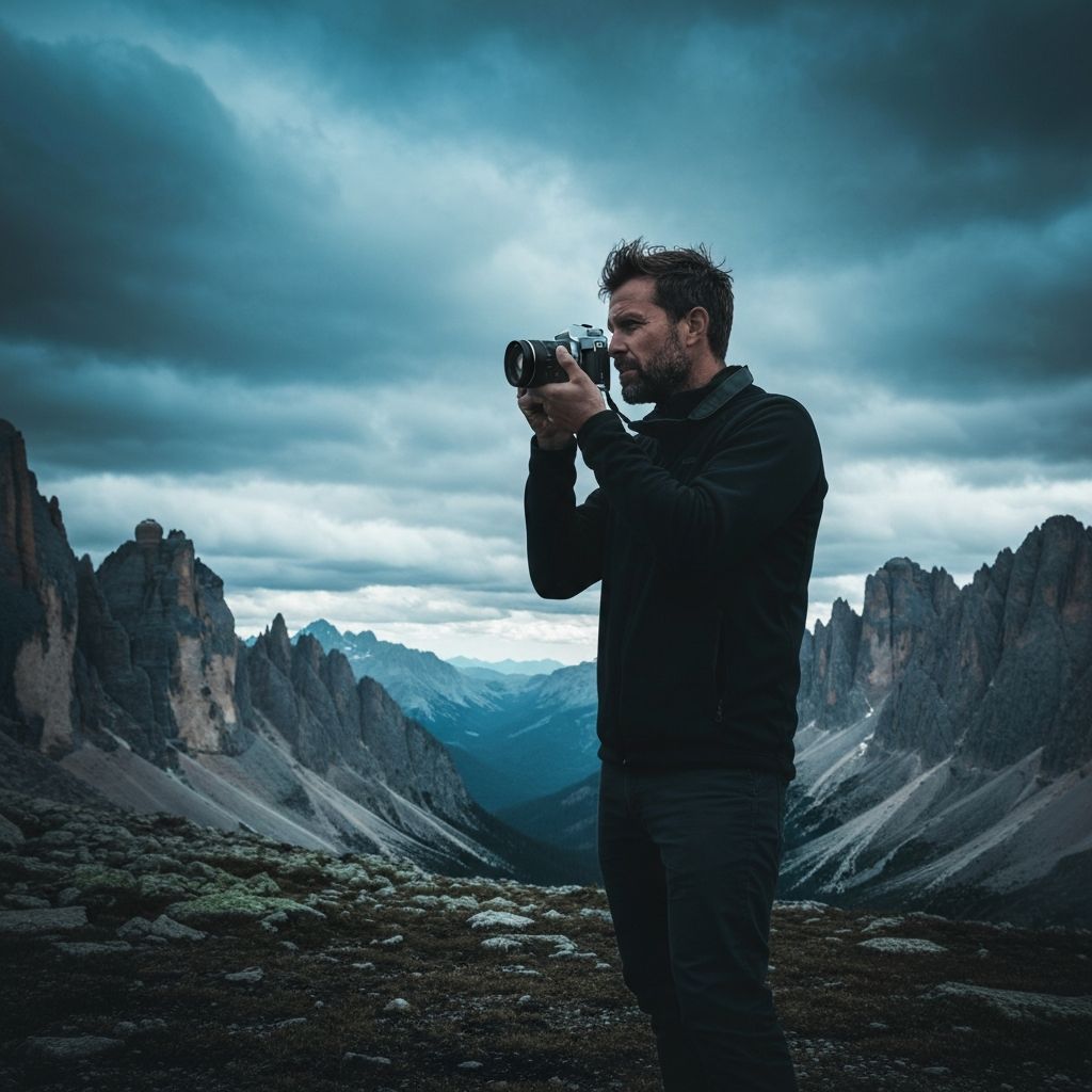Profesjonell fotograf i aksjon i norsk natur - Mørkt fotograftjenester
