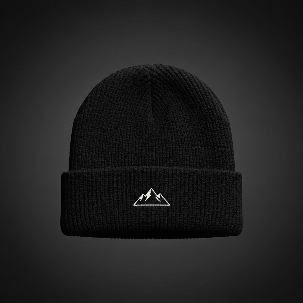 Mørkt Lue - Varm strikkelue i merinoull med brodert logo